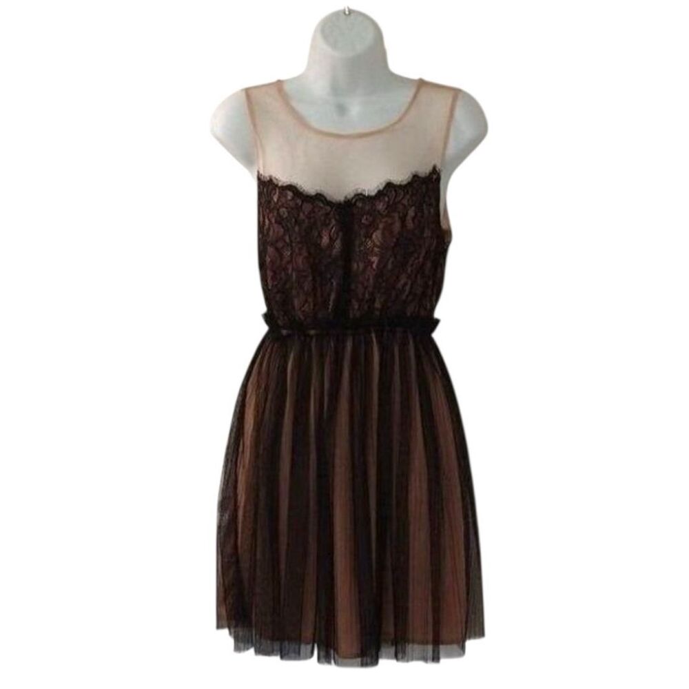 Sleeveless Fit & Flare‎ Party Dress Black Lace Charming Charlie Sz S
